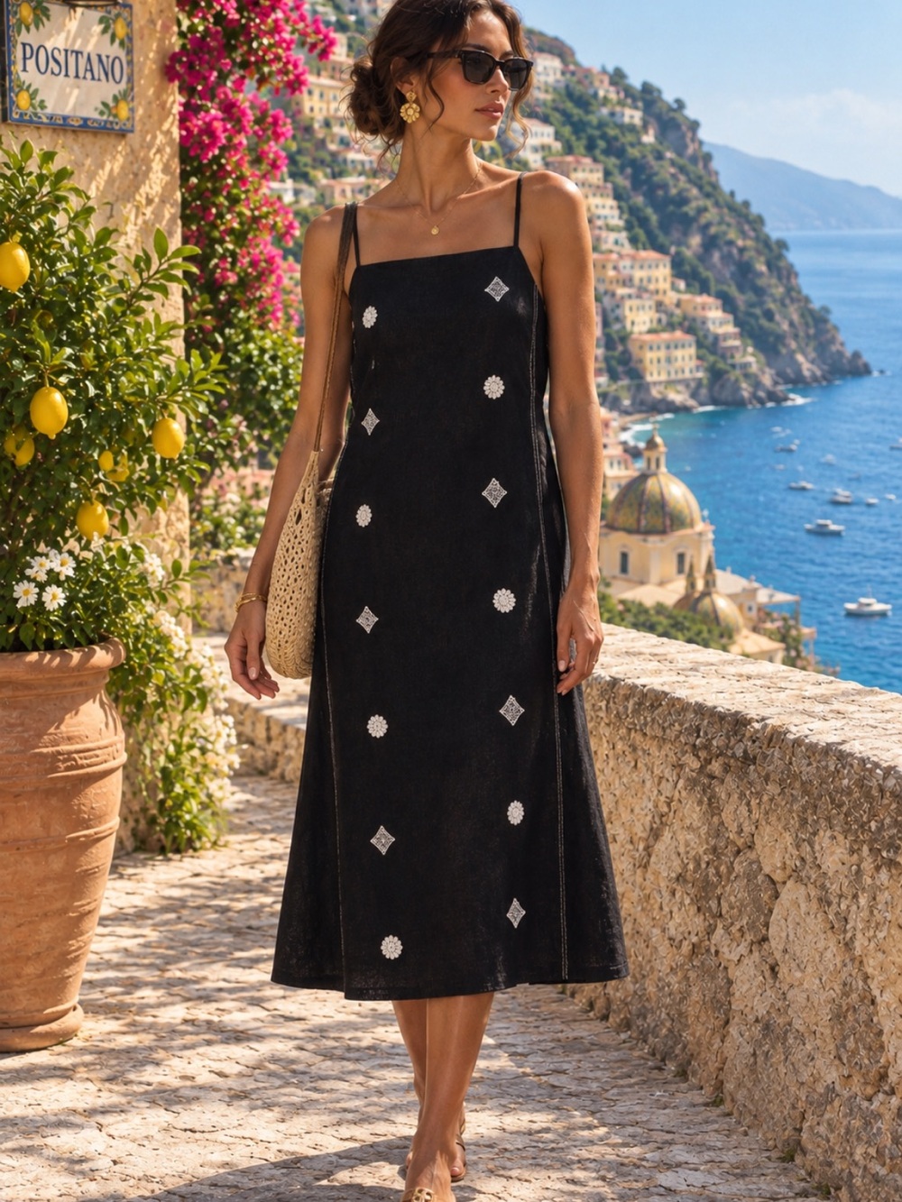 Zara NWT Linen Blend Embroidery Dress